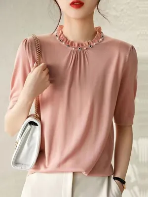 Emily Elegant Auricular Collar Knitted Top