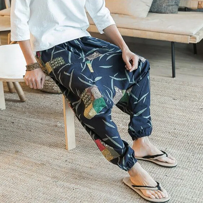 Ethnic Art Pattern Men Cotton Harem Pants