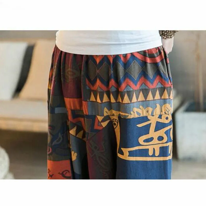 Ethnic Art Pattern Men Cotton Harem Pants