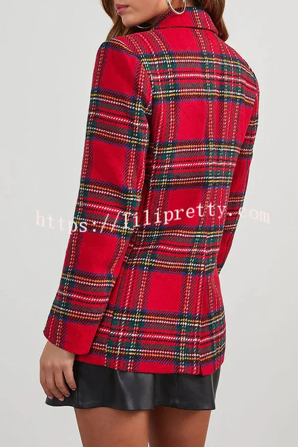 Eve Pocket Checked Long Sleeved Blazer