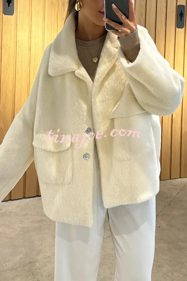 Fashion Lapel Long Sleeve Loose Furry Coat