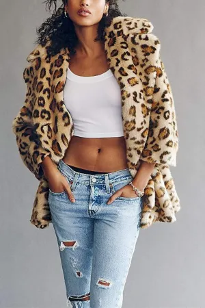 Fashion Leopard Printing Lapel Coats