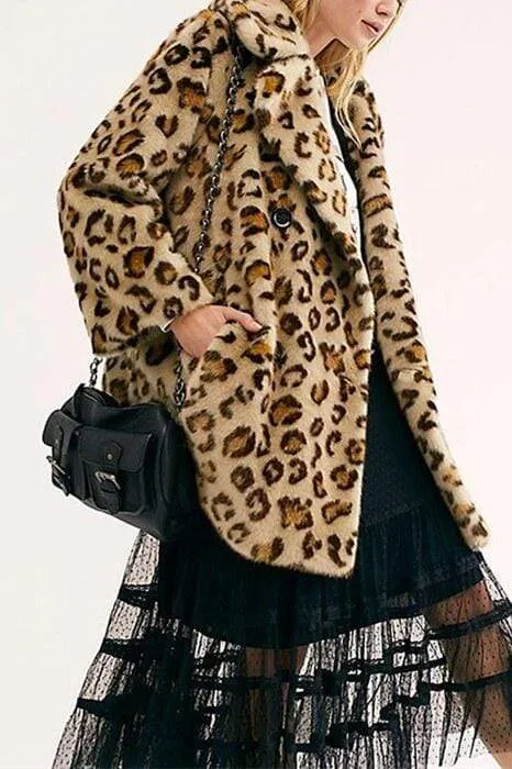 Fashion Leopard Printing Lapel Coats