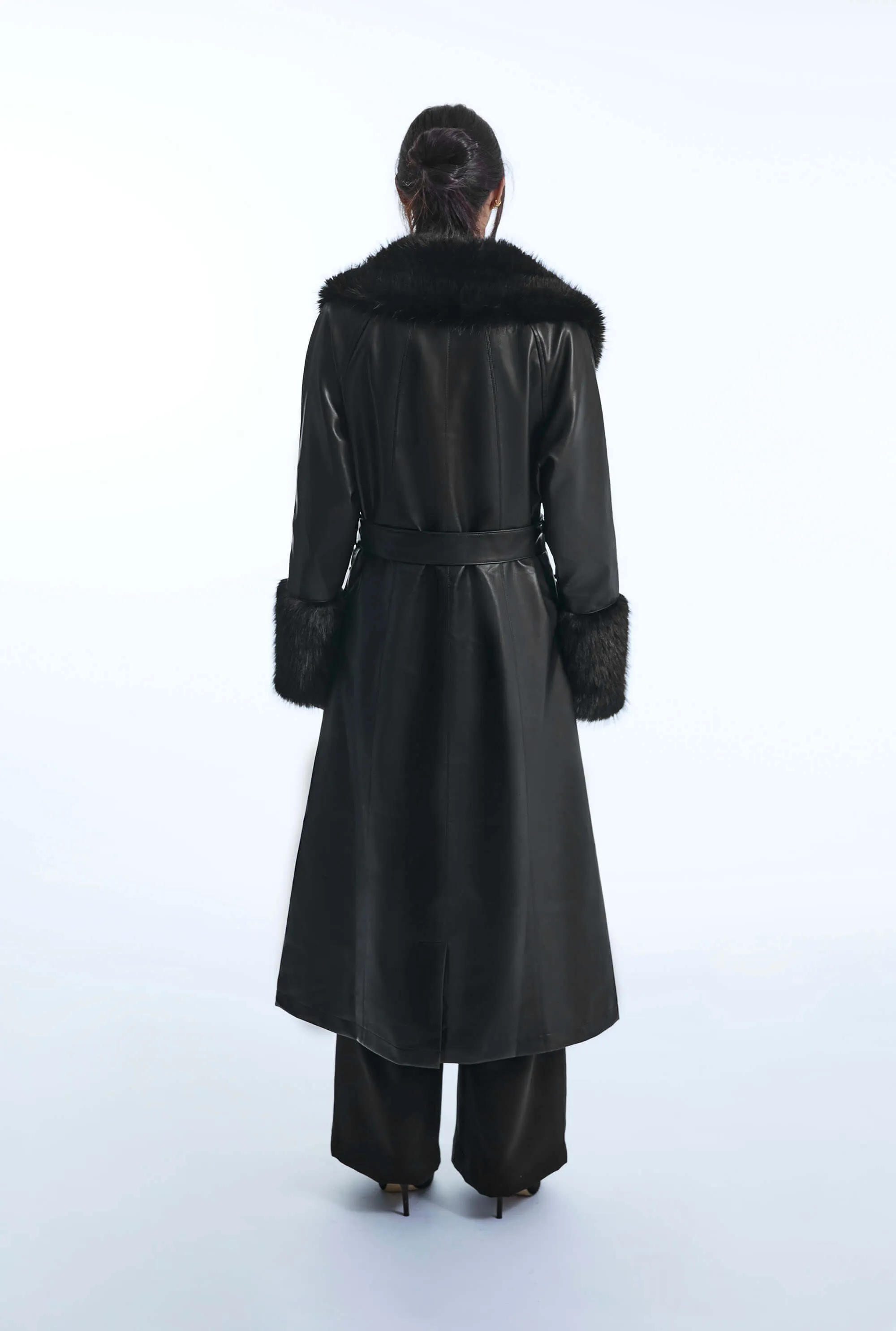 Faux Leather Black Coat