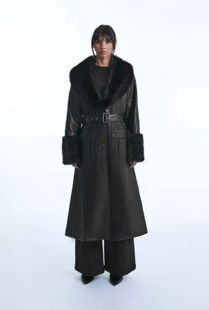 Faux Leather Black Coat