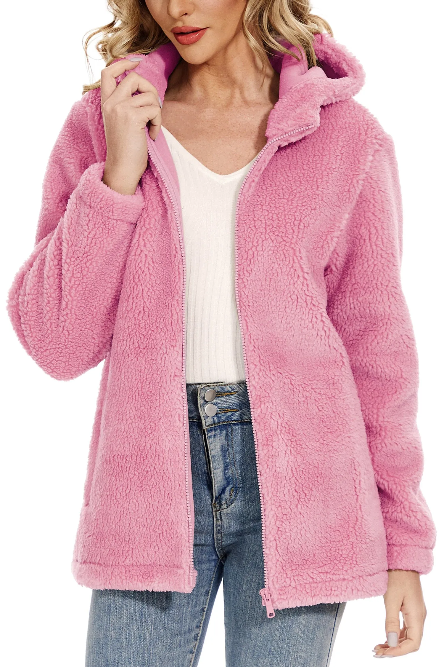 Female Coats Women's Fleece Jackets Soft Heavy Fuzzy