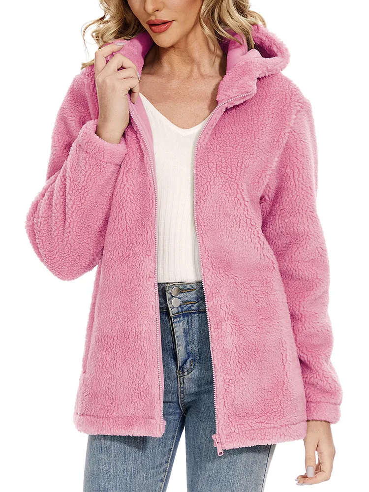 Female Coats Women's Fleece Jackets Soft Heavy Fuzzy