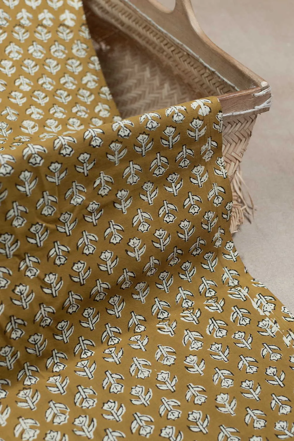 Fenugreek Yellow Bagru Cotton Fabric