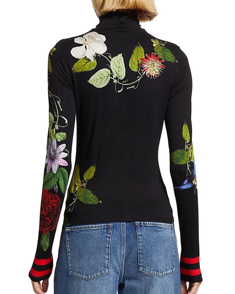 Floral print turtleneck elegant top