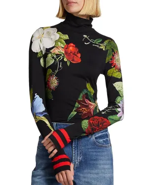 Floral print turtleneck elegant top