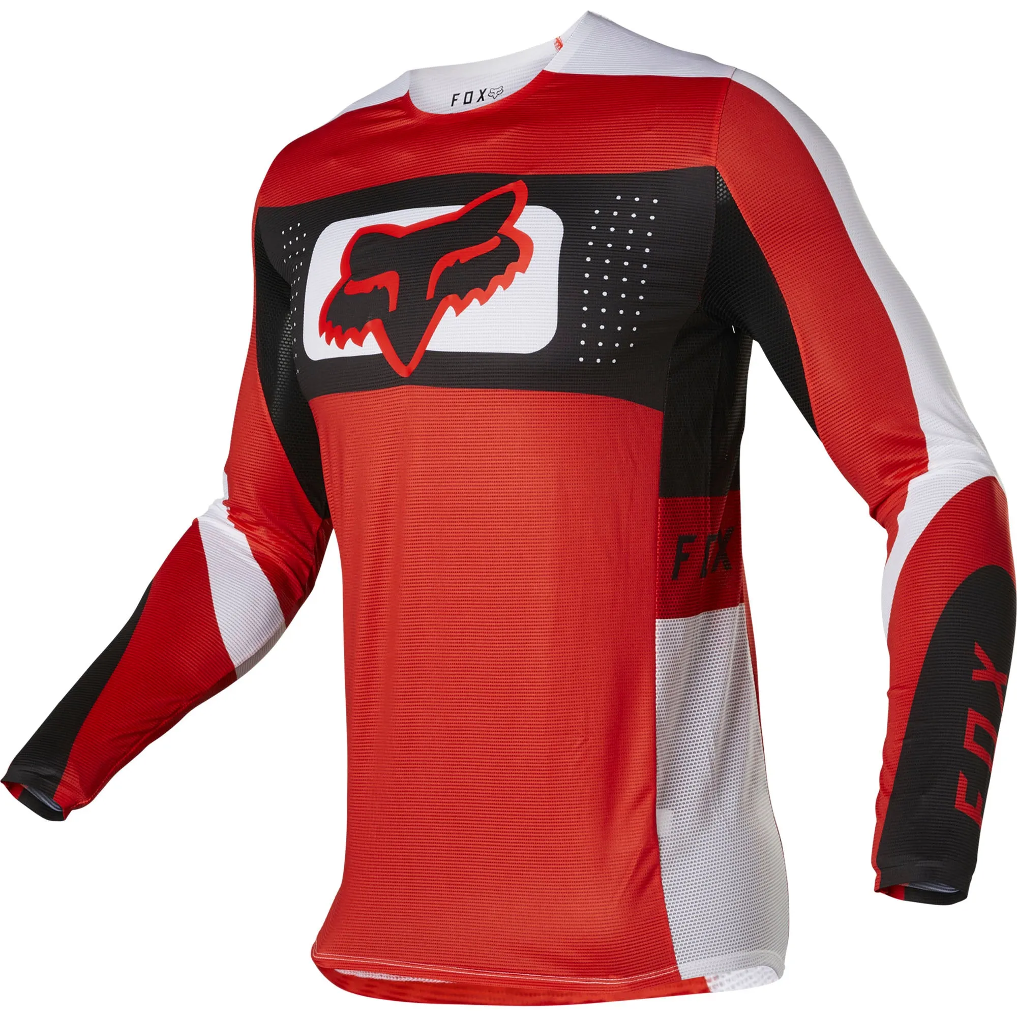 Fox Racing  Mens Flo Red Flexair Mirer Jersey Long Sleeve Moisture Wicking MotoX