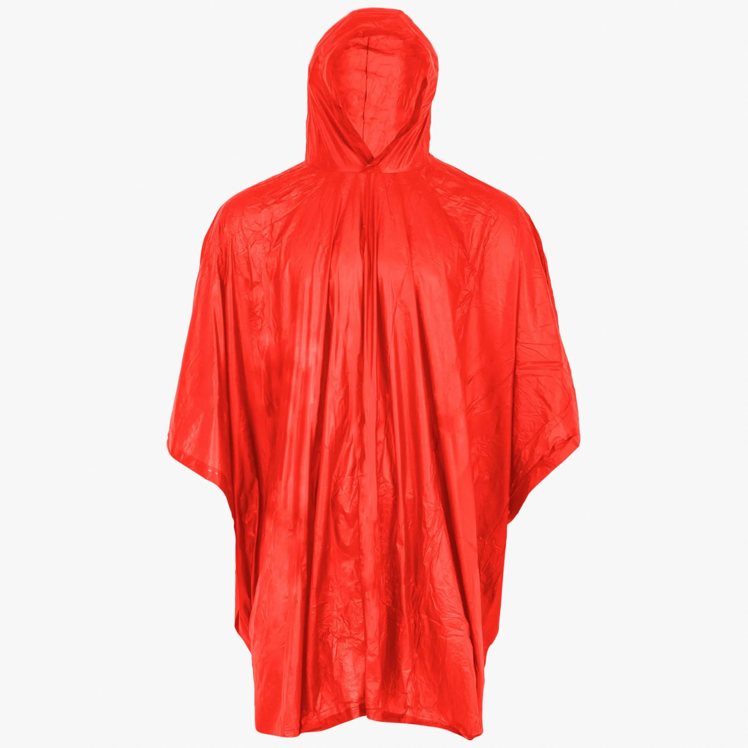 Highlander Lightweight PEVA Biodegradable Hooded Poncho Red