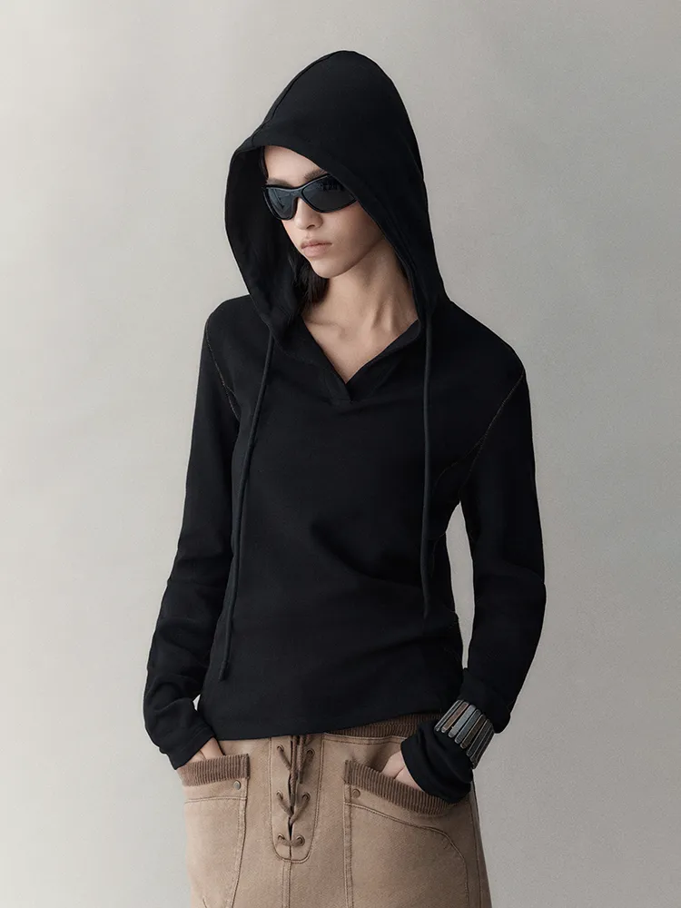 Hoodie Casual Monochrome Simple Slim Knit