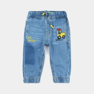 Infant Boys Denim Stretch Pant Big Wheels-LT.Blue