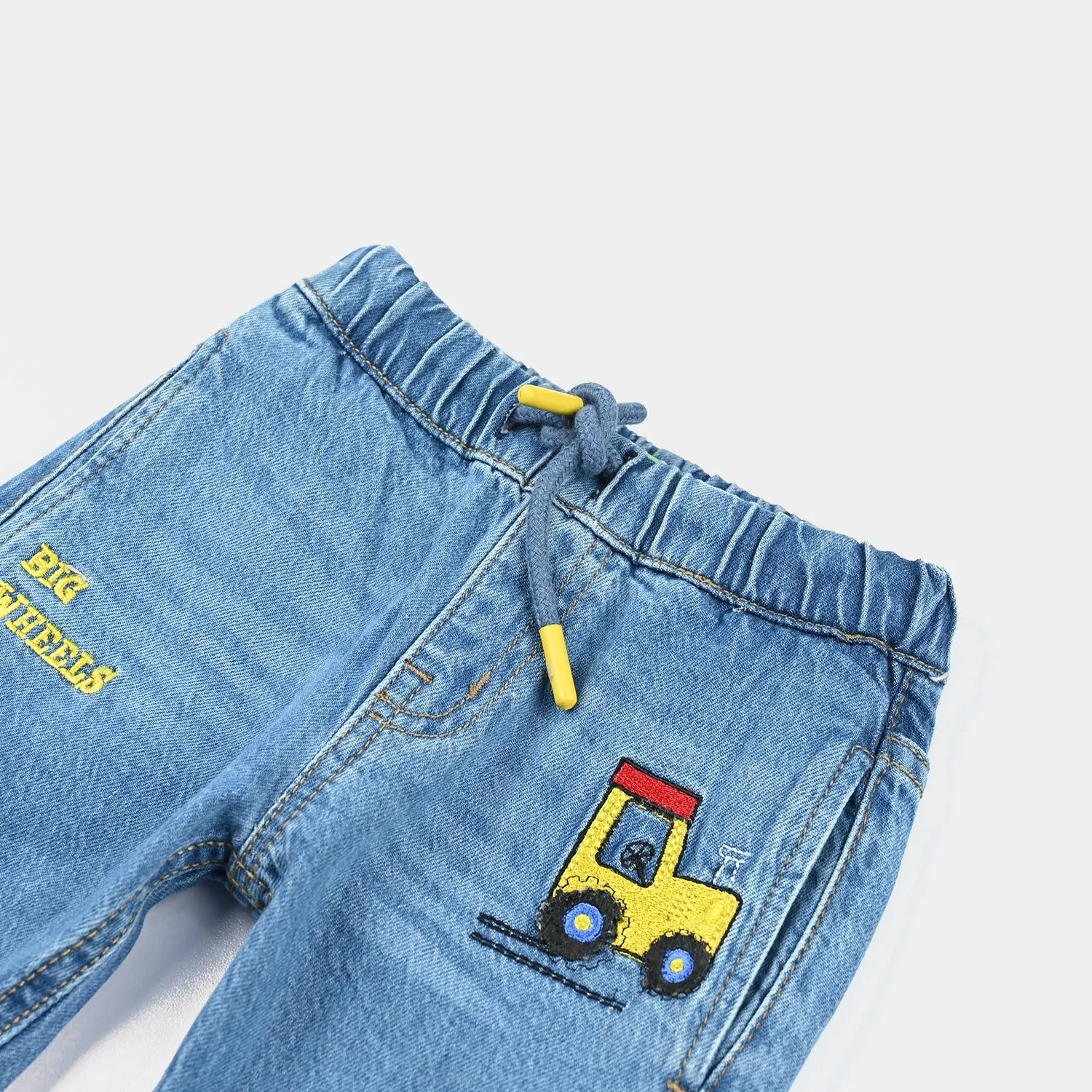 Infant Boys Denim Stretch Pant Big Wheels-LT.Blue