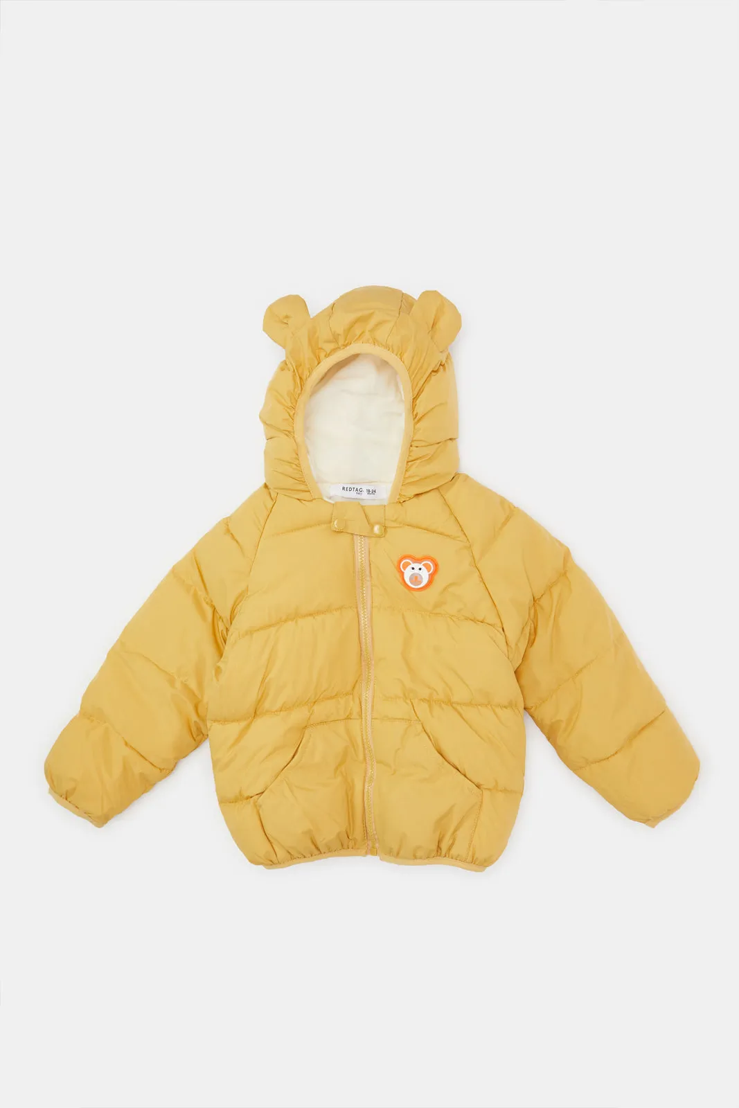 Infant Boys Mustard Sherpa Lined Hooded Jacket