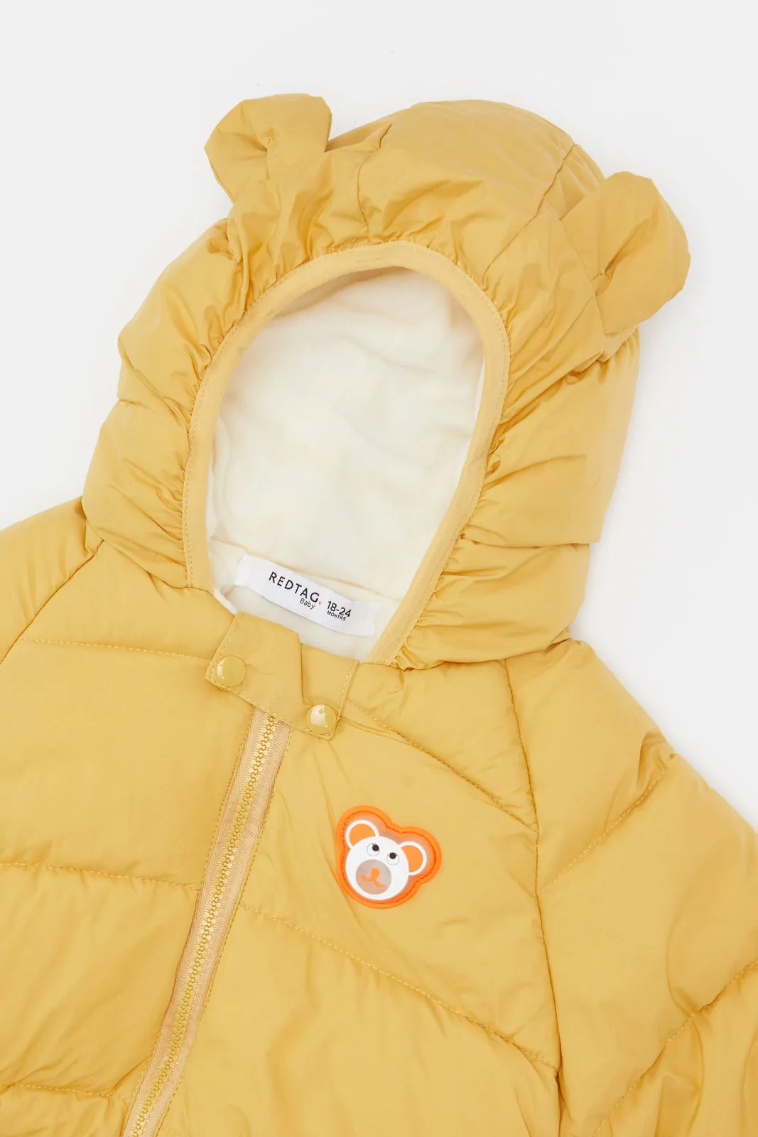 Infant Boys Mustard Sherpa Lined Hooded Jacket