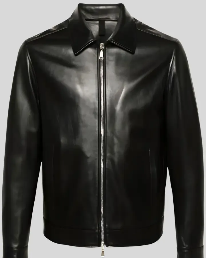 Jackson Black Slim Fit Leather Racer Jacket