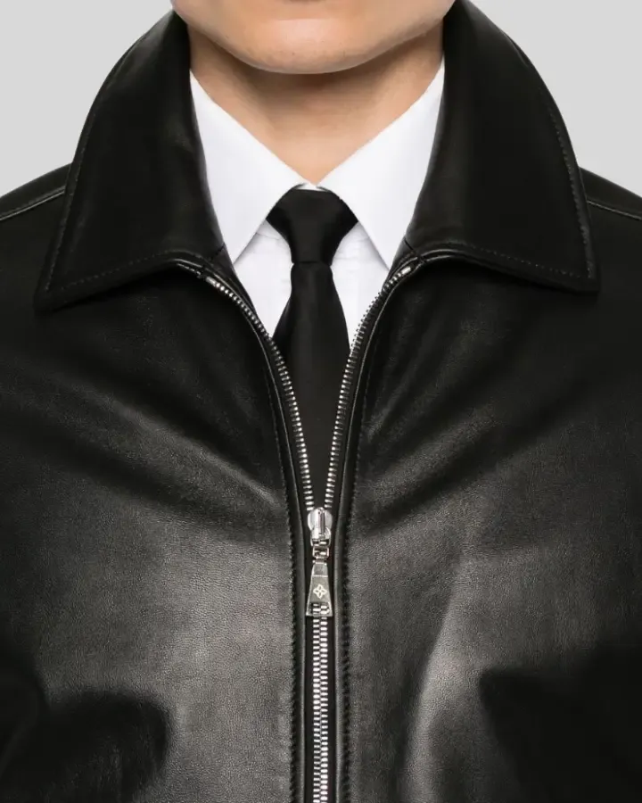 Jackson Black Slim Fit Leather Racer Jacket