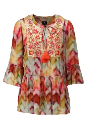 K-design - Boho blouse met print, volant en lovertjes (A508P932)