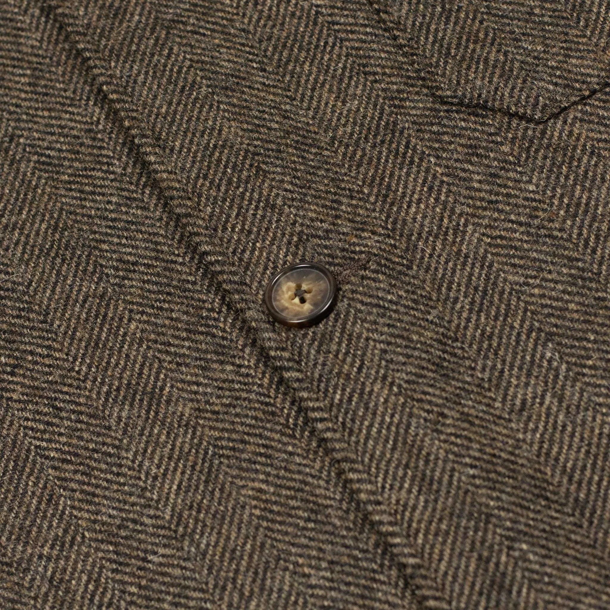 Labura chore coat in brown and black herringbone brushed virgin wool