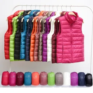 Lightweight Women's Ultra-Light Down Vest - Slim Fit Sleeveless Jacket, Portable Windproof Waistcoat for All Seasons