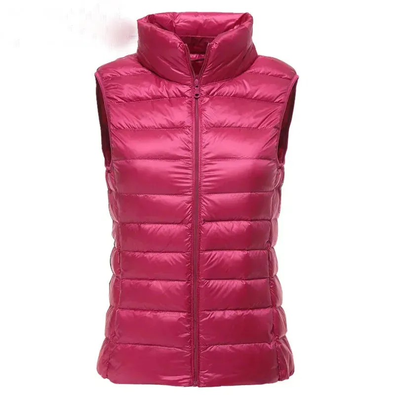 Lightweight Women's Ultra-Light Down Vest - Slim Fit Sleeveless Jacket, Portable Windproof Waistcoat for All Seasons