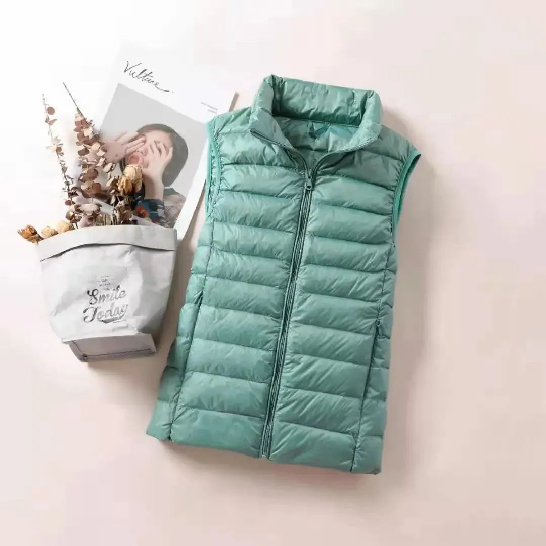 Lightweight Women's Ultra-Light Down Vest - Slim Fit Sleeveless Jacket, Portable Windproof Waistcoat for All Seasons