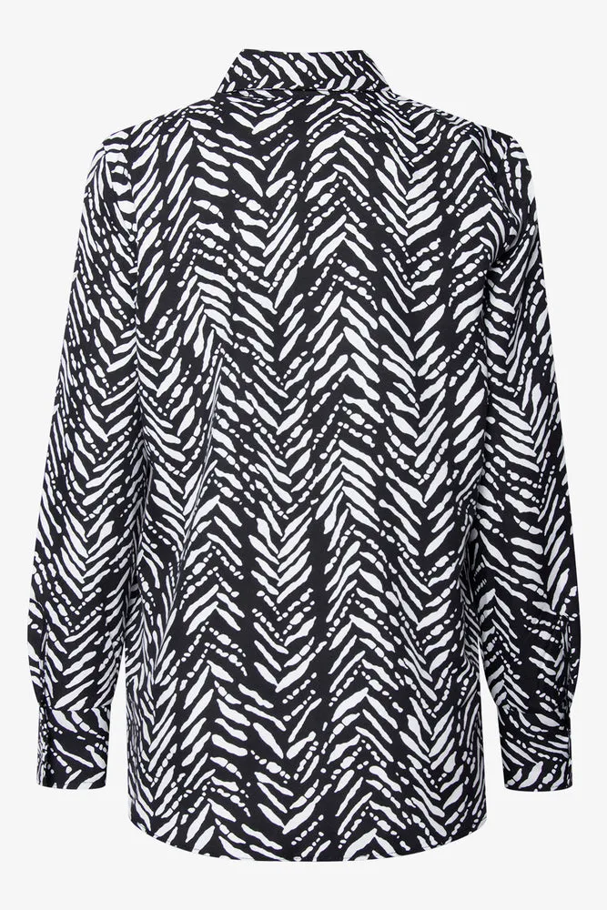 Longer Length Abstract Shirt Black & White