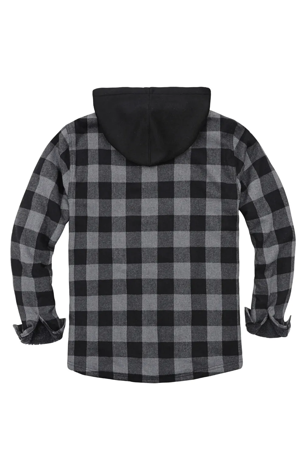 Men's Sherpa Lined Flannel Shirt Jacket with Hood,Plaid Shirt-Jac