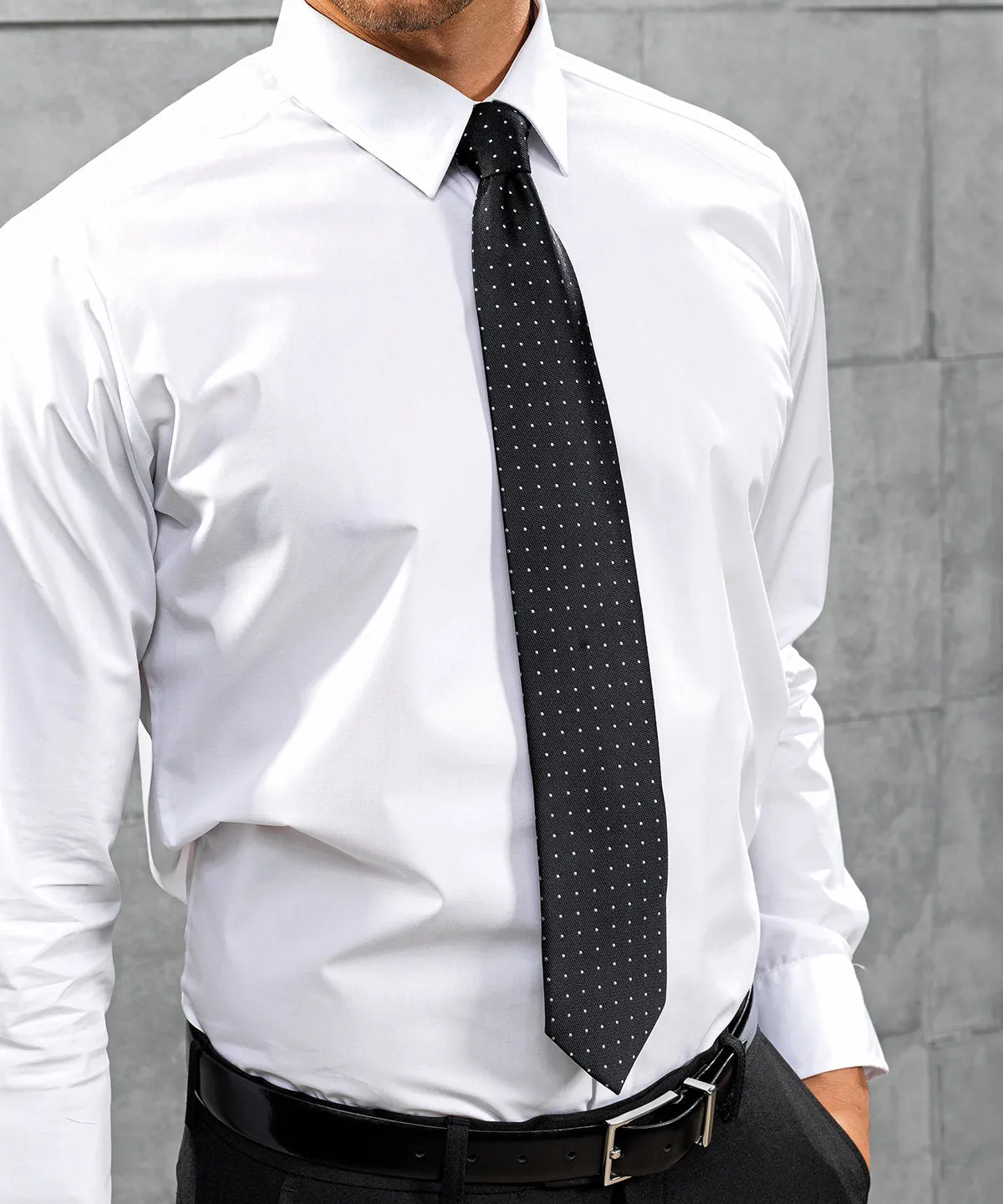 Micro dot tie | Silver/White