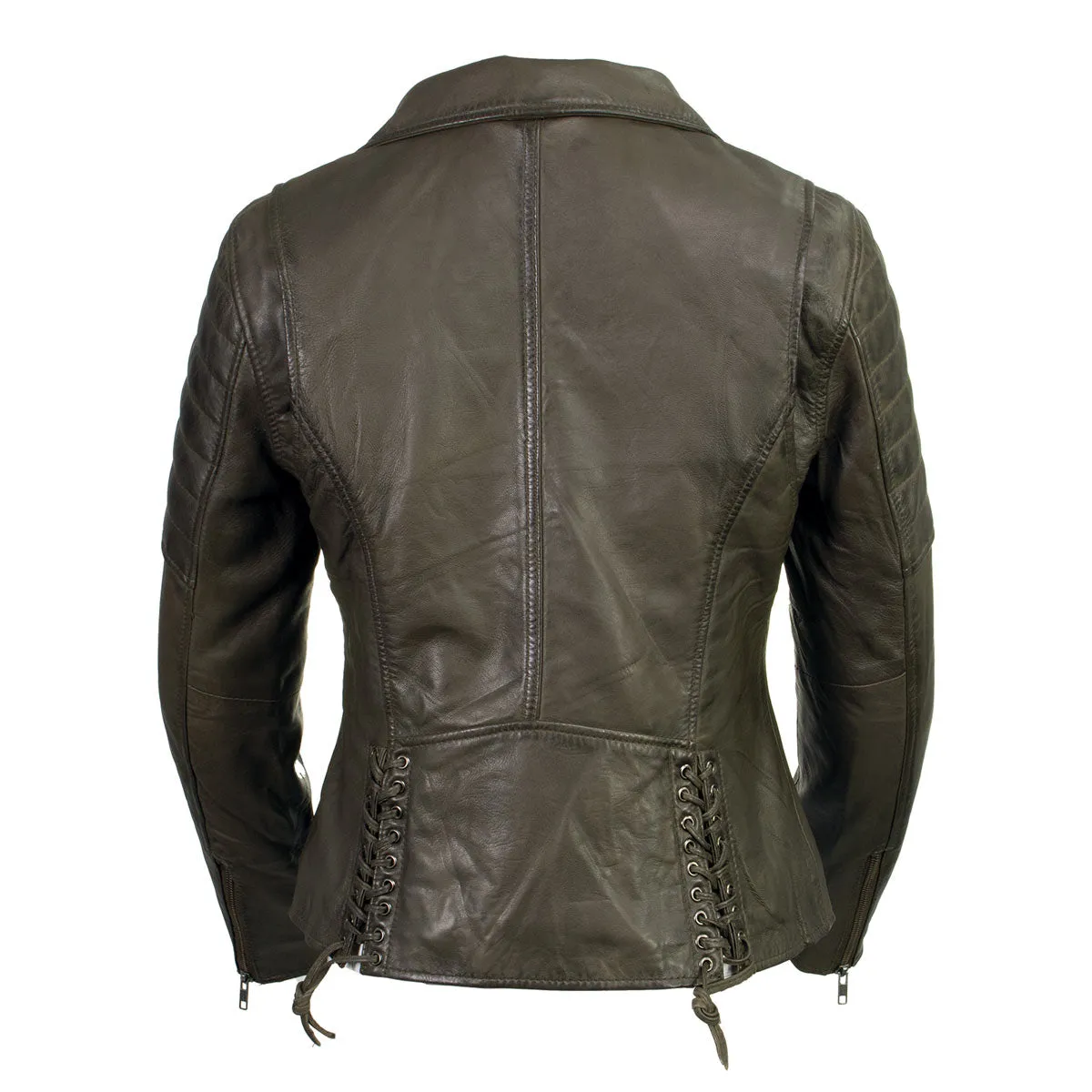 Milwaukee Leather SFL2870 Women's ‘Duchess’ Olive Motorcycle Style Fashion Casual Leather Jacket