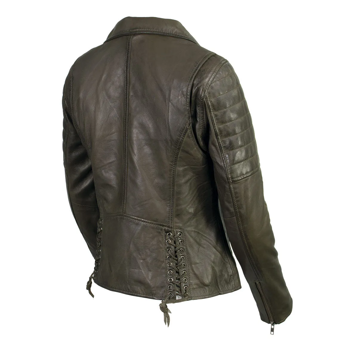 Milwaukee Leather SFL2870 Women's ‘Duchess’ Olive Motorcycle Style Fashion Casual Leather Jacket