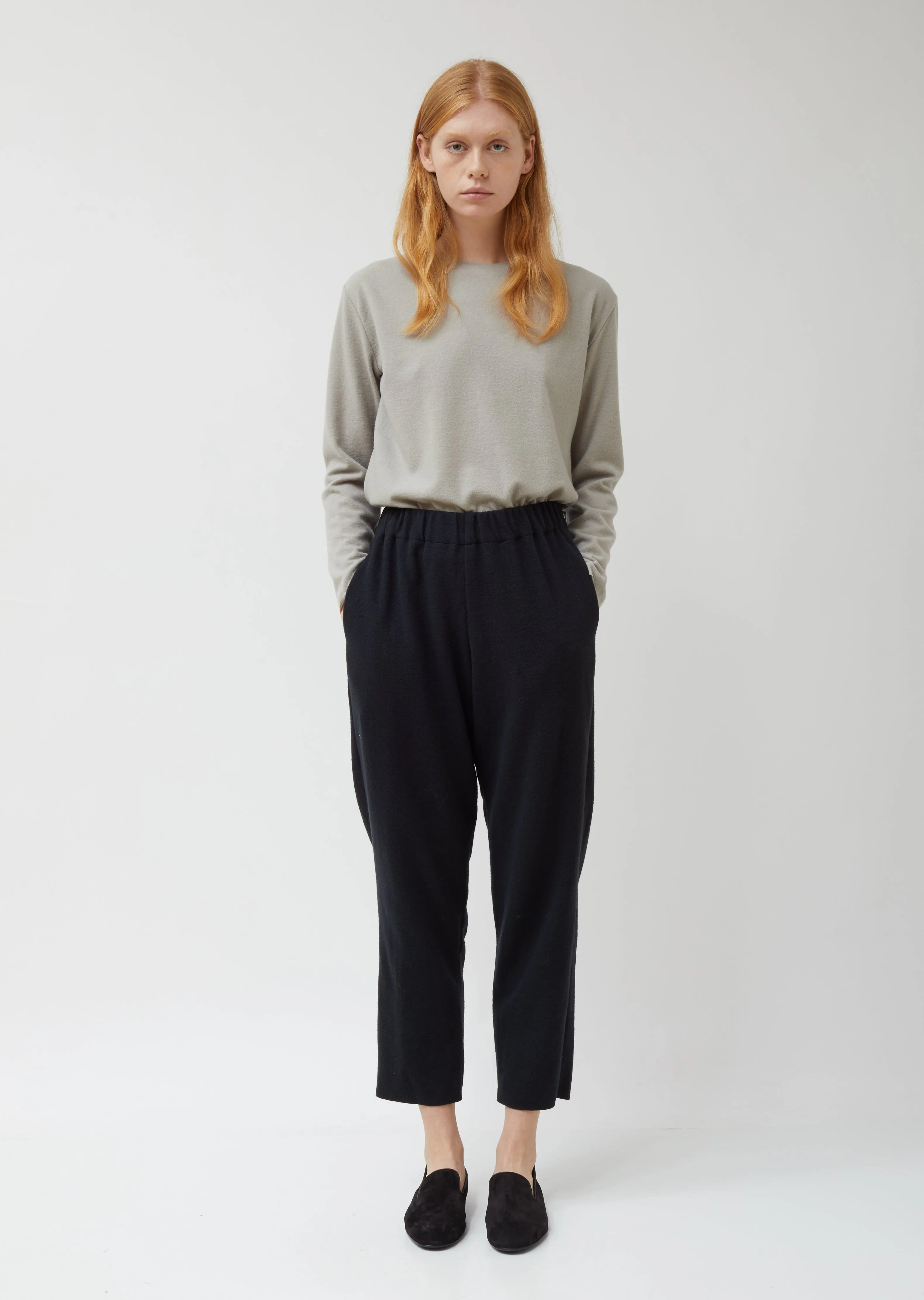 Navy Wool Easy Pants