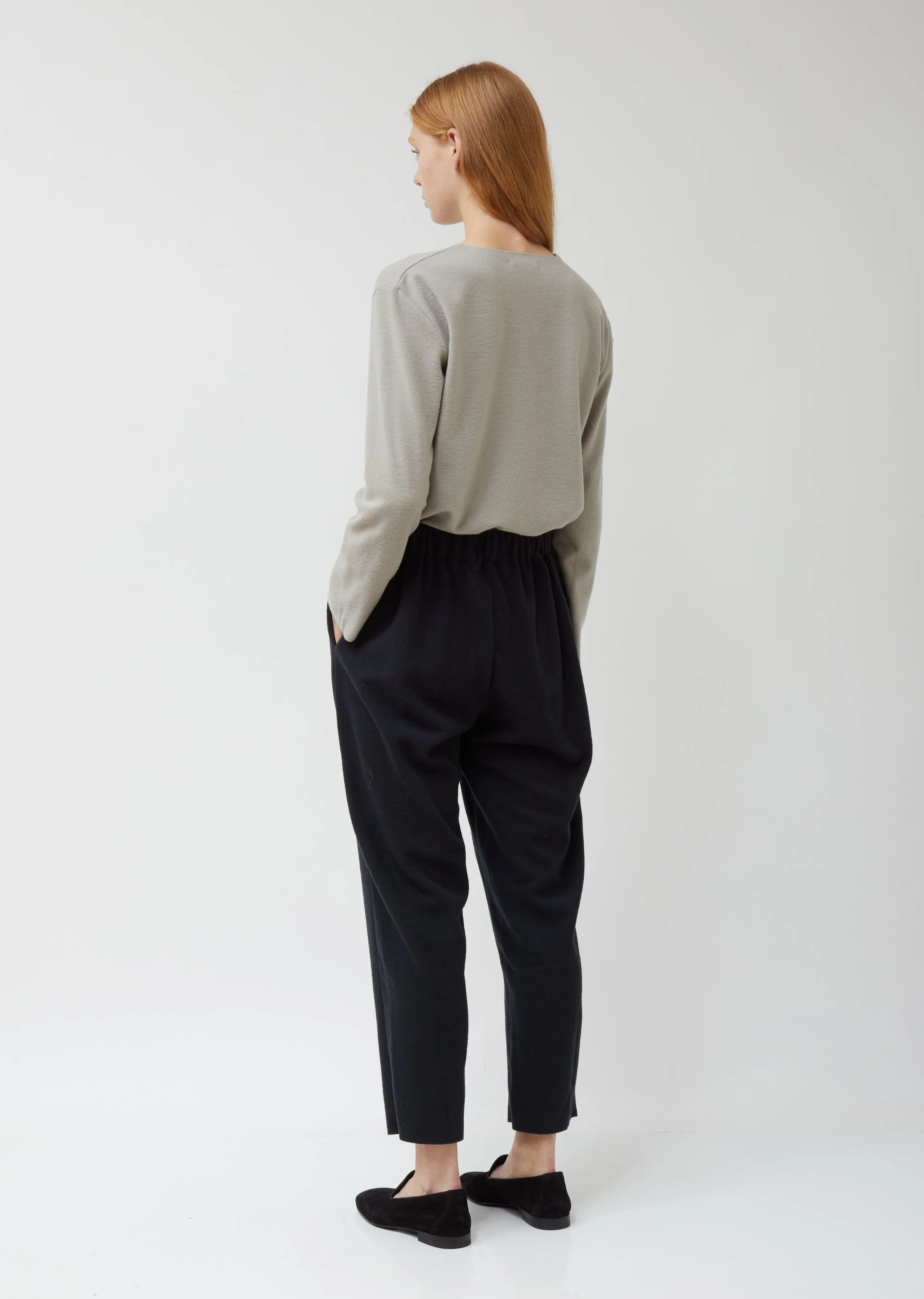 Navy Wool Easy Pants