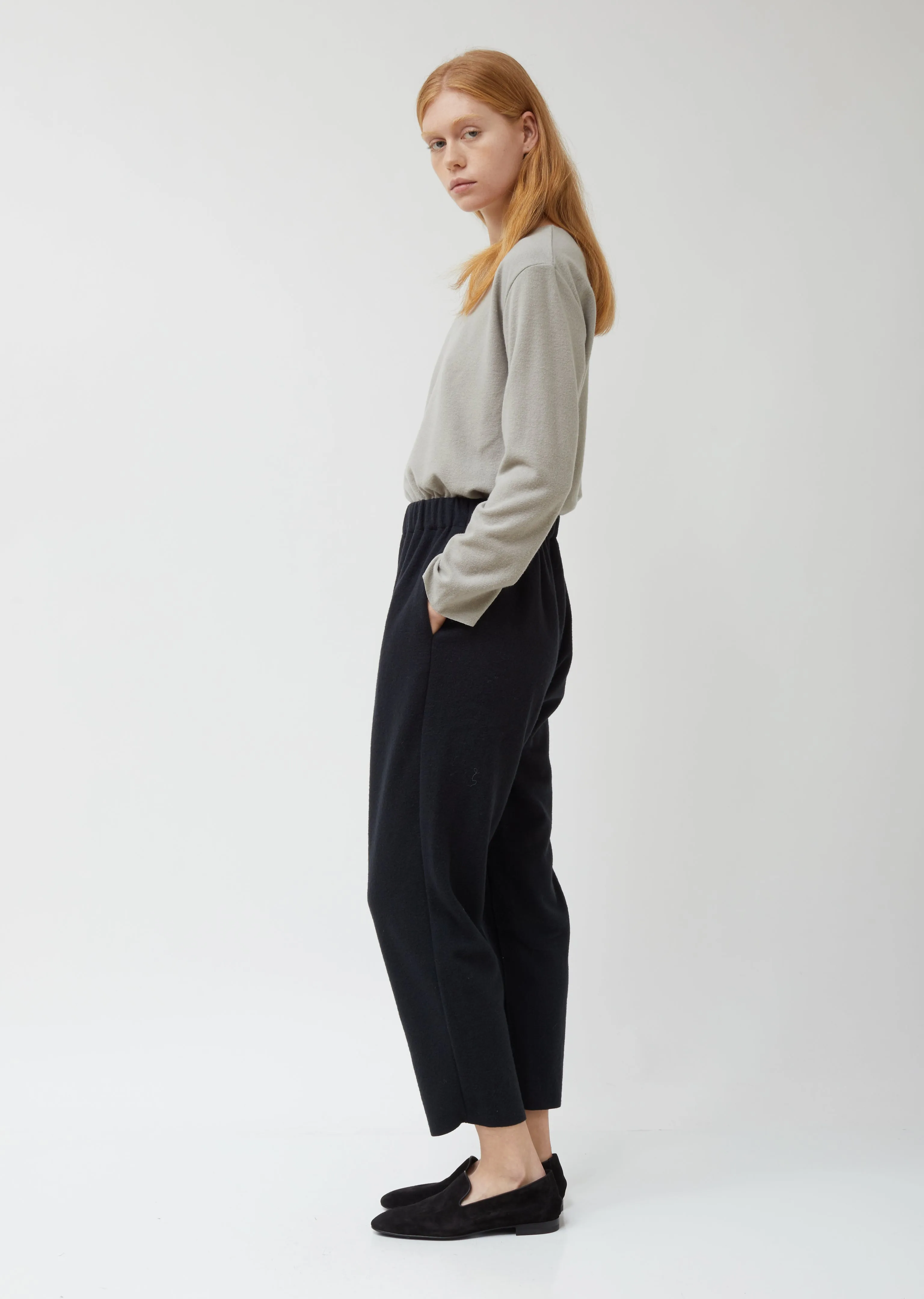 Navy Wool Easy Pants