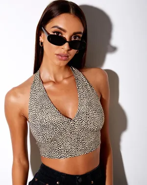 Naya Crop Top in Mini Croc Tan