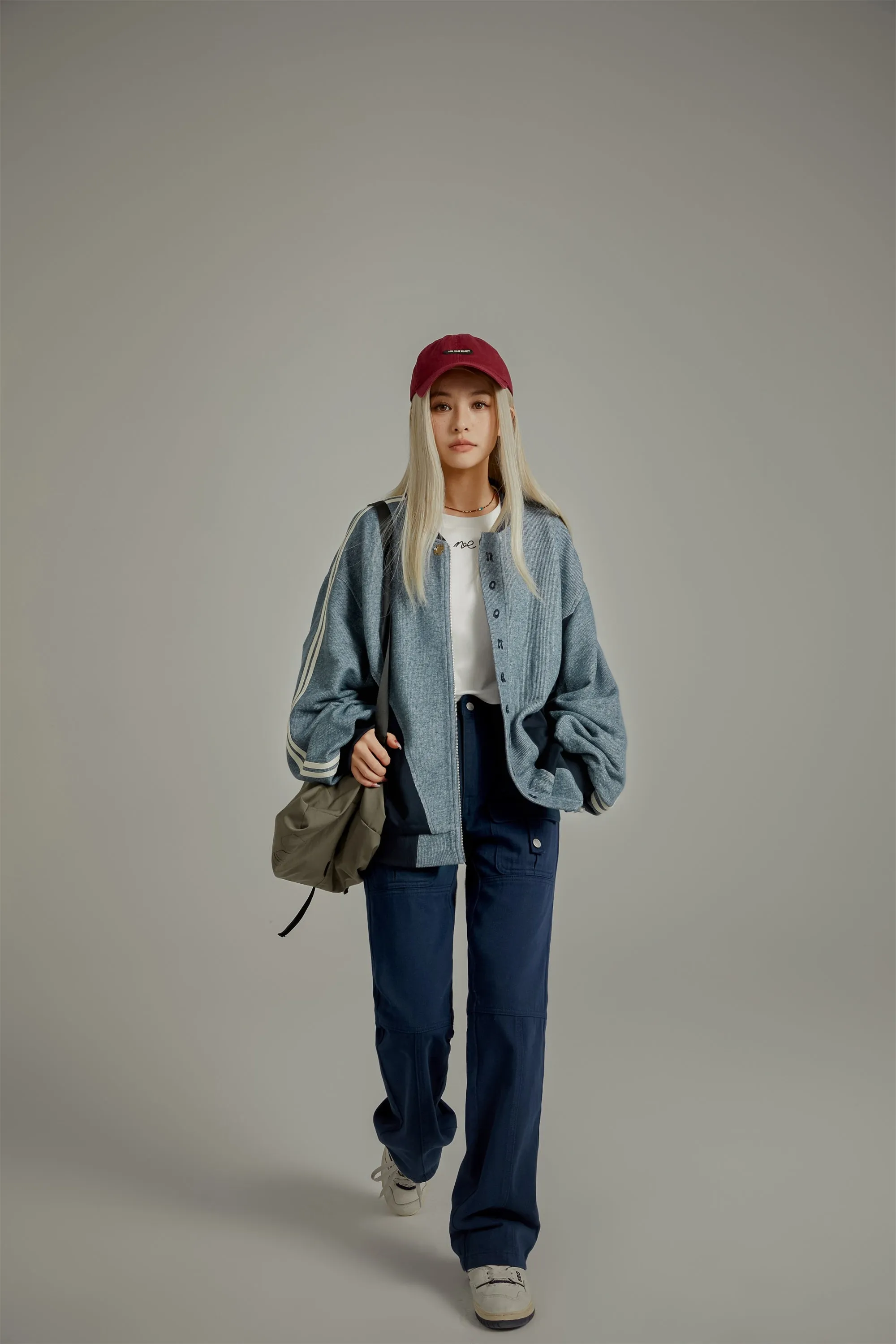 Noe Vertical Logo Color Matching Loose Fit Jacket