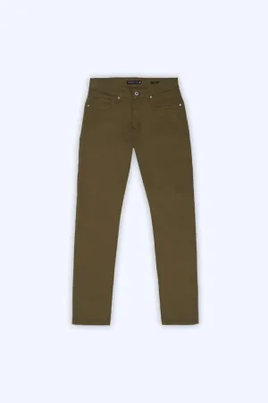 Olive Slim Fit 5 Pocket Pants