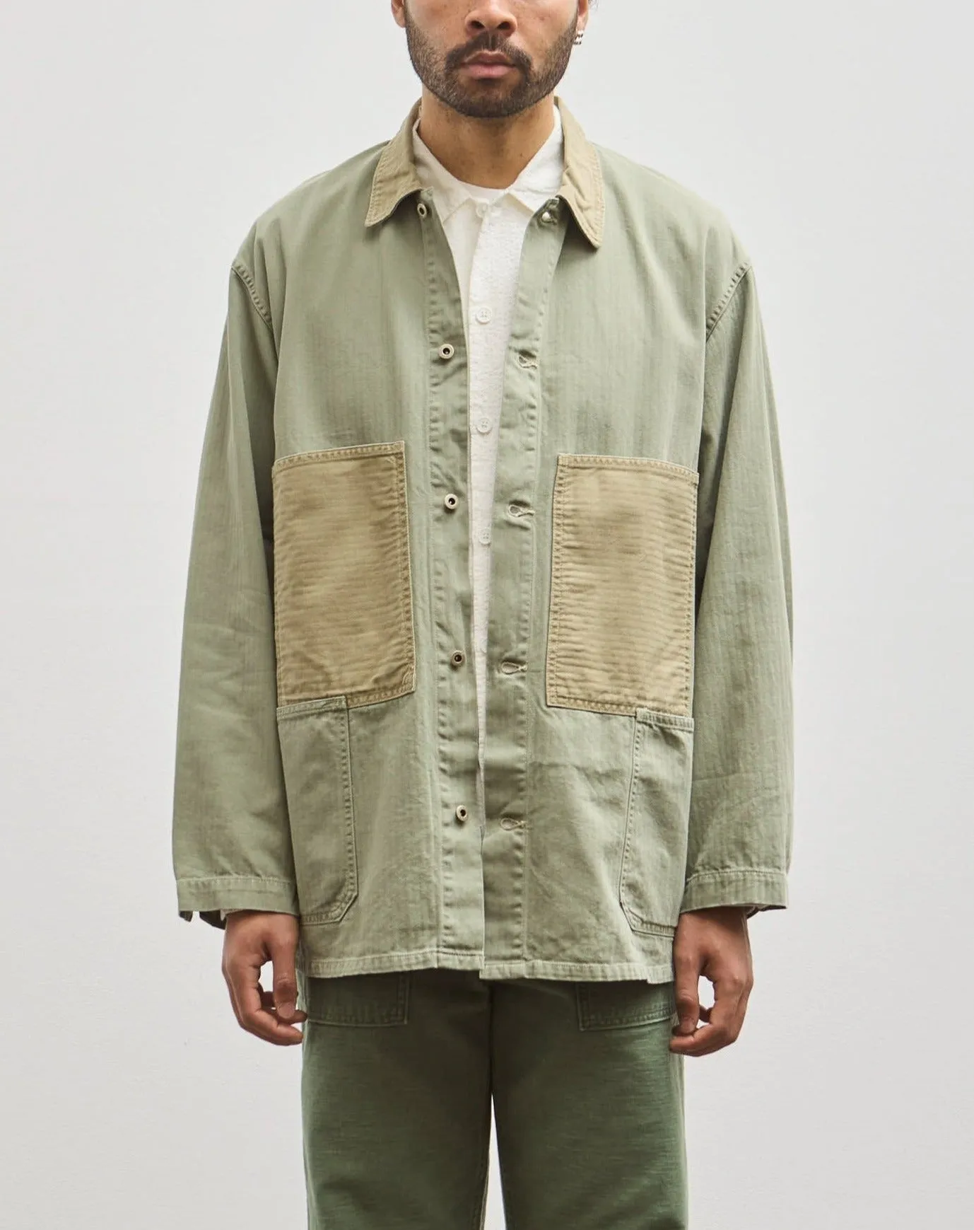 orSlow Unisex Utility Coverall, Green Herringbone