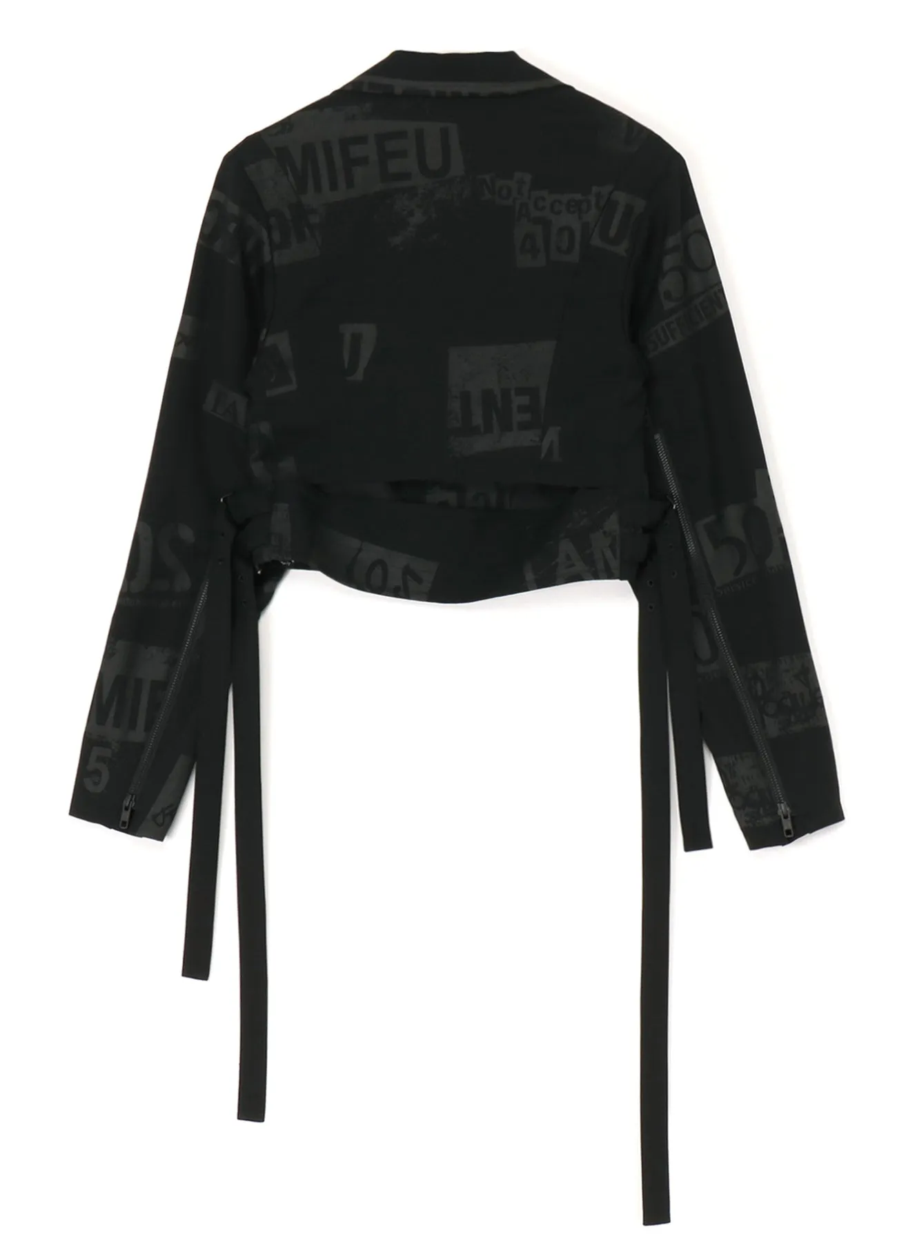 PRINTED SERGE CROPPED BIKER JACKET