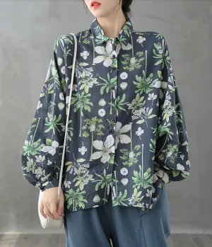 Printed Women Casual Blouse Linen Shirts Tops DZA2008232