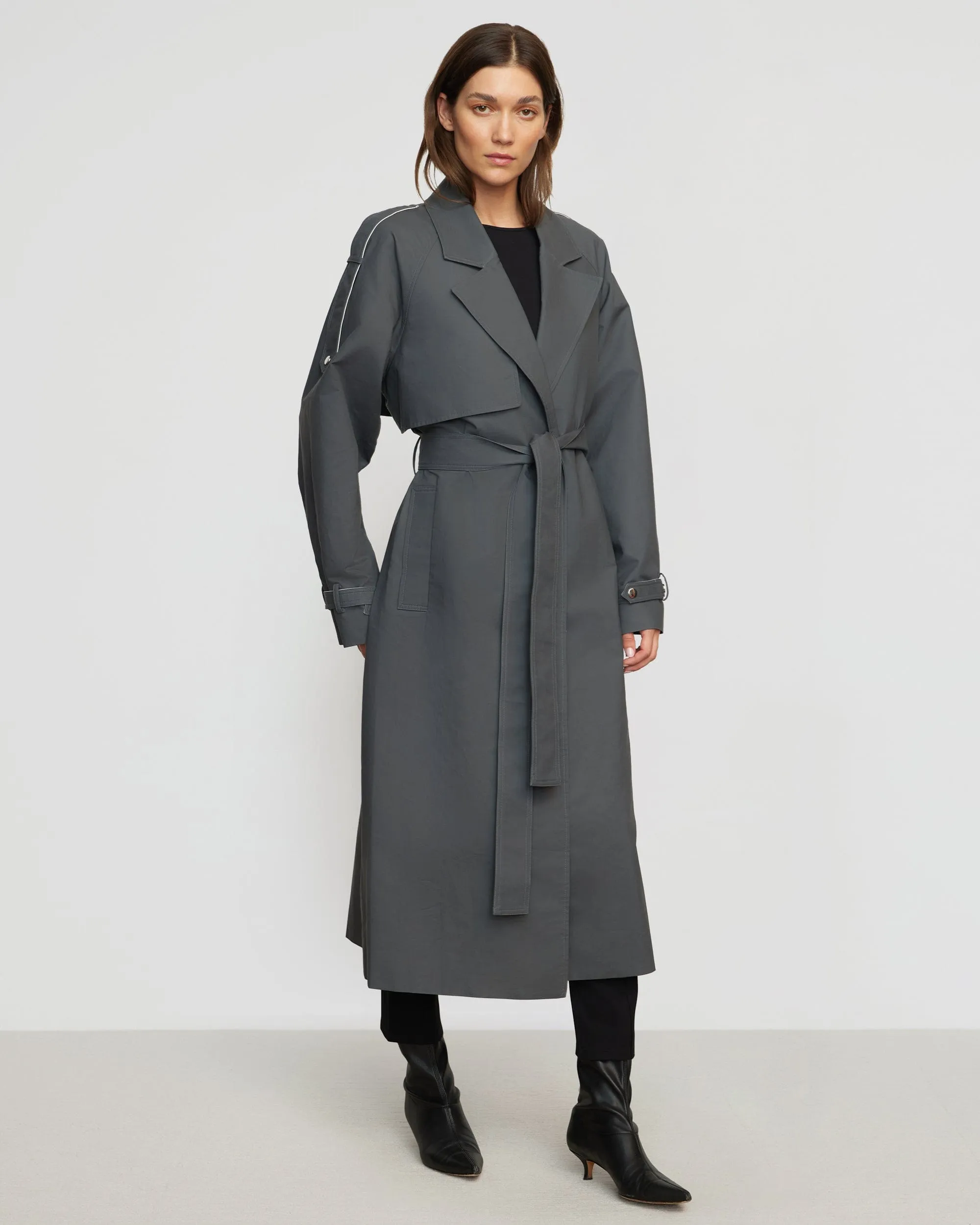 Rhea Contrast Trim Trench Coat