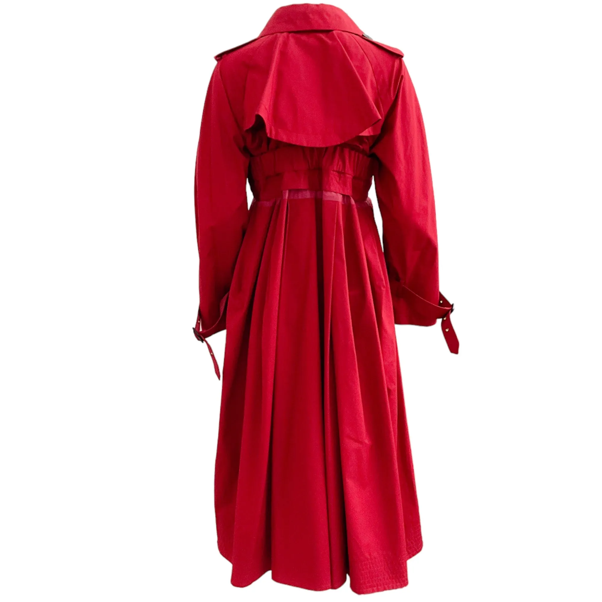 Sacai Red Cotton Trench Coat