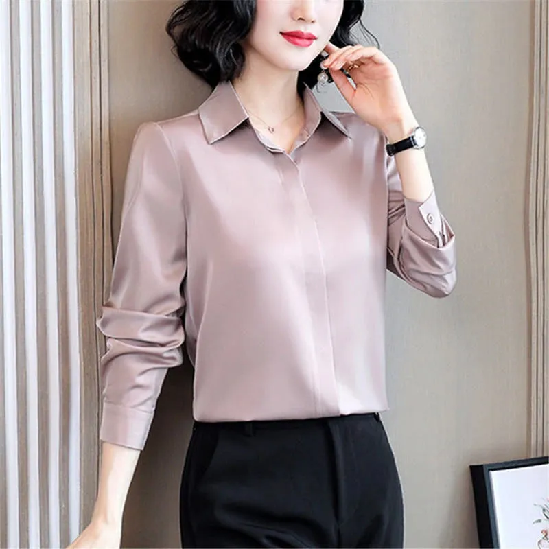 Satin Elegant Women Silk Blouse