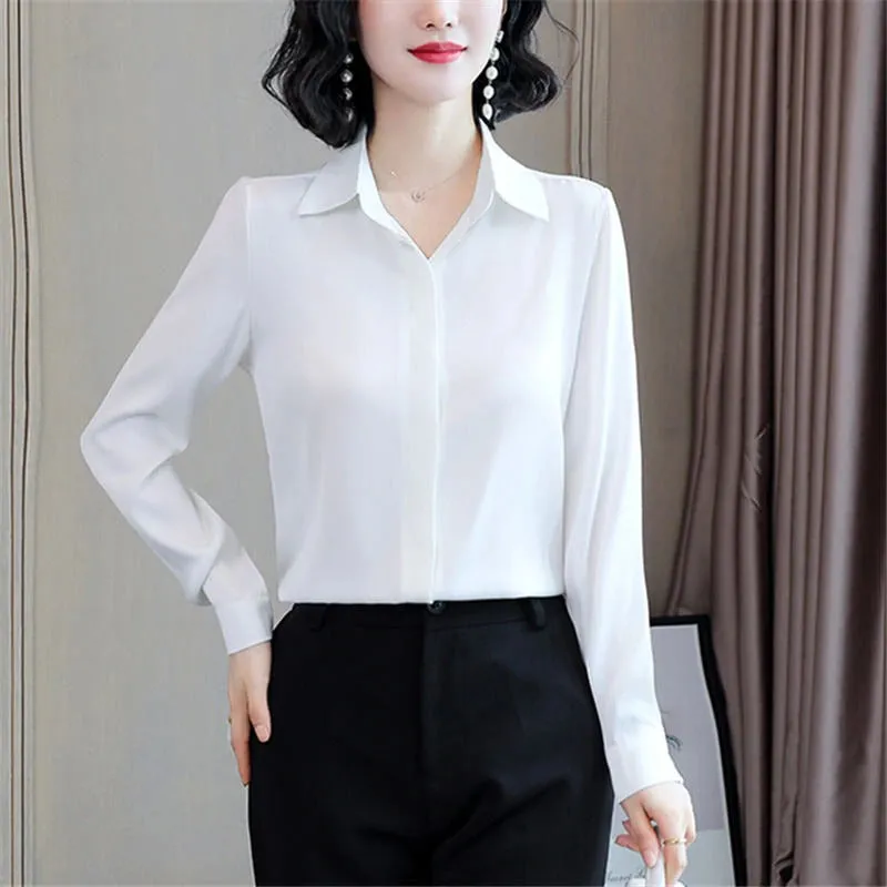 Satin Elegant Women Silk Blouse