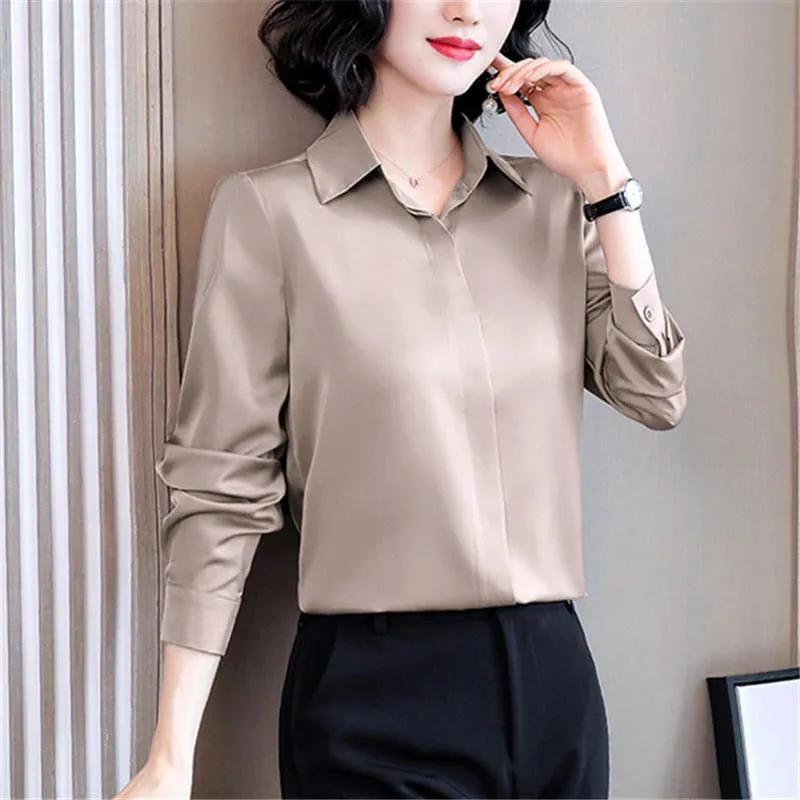 Satin Elegant Women Silk Blouse