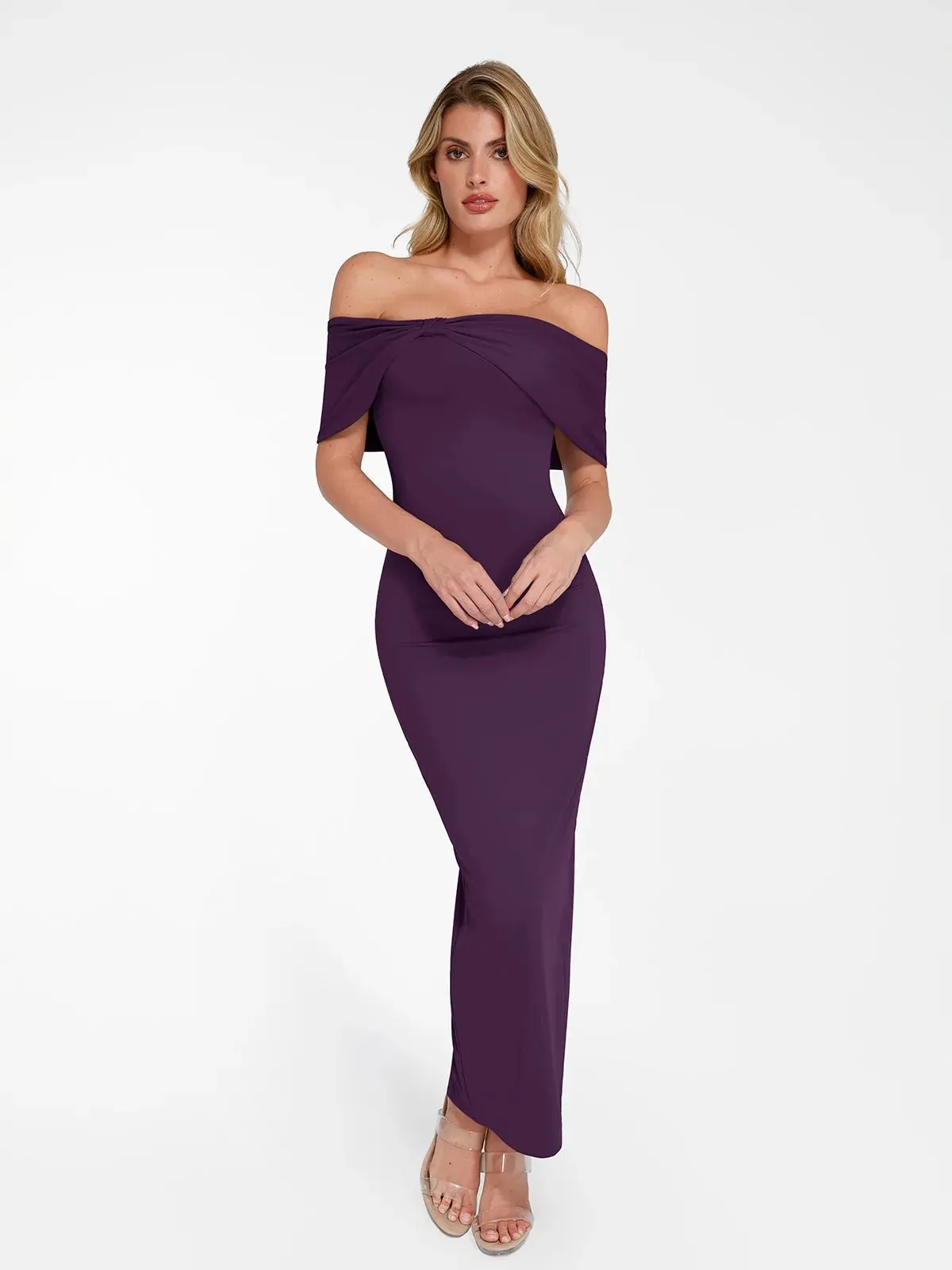 Shapewear Off-the-Shoulder Slim Column Maxi Dress For Insiders