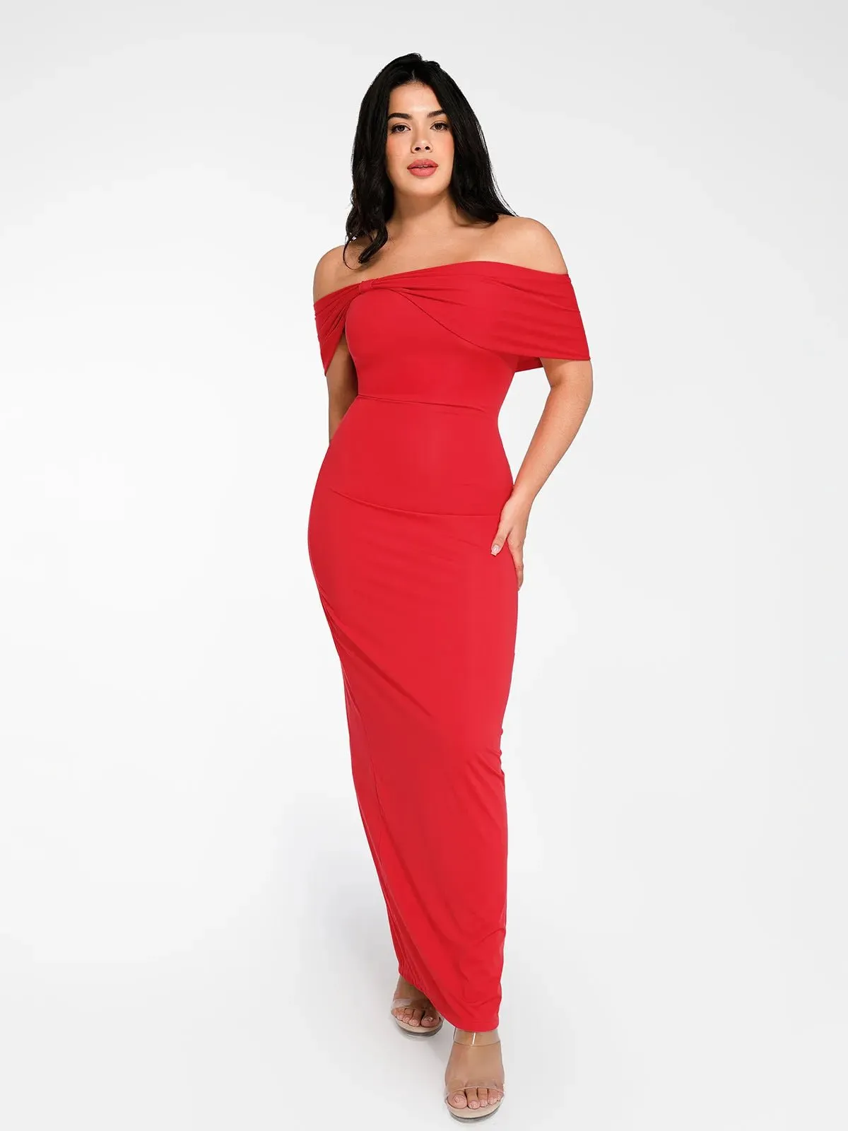 Shapewear Off-the-Shoulder Slim Column Maxi Dress For Insiders