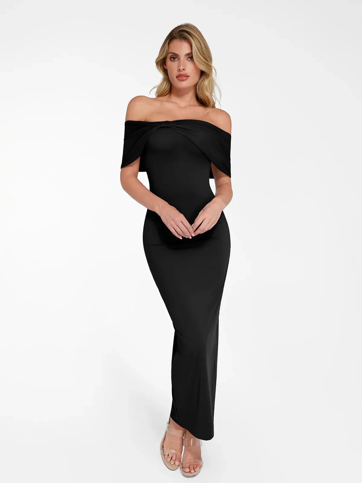 Shapewear Off-the-Shoulder Slim Column Maxi Dress For Insiders